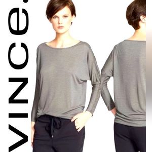 EUC- Vince Mesh Insert Dolman Sleeve Slouchy Oversized Drape Long Sleeve Shirt